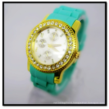 Hanglee-1524 Wholesale Silicone Band Gold Plated Wrist Watches